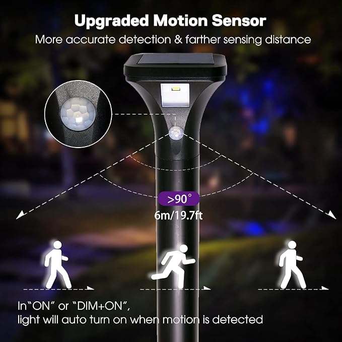 AURAXY LED Solar Powered Motion Sensor Pathway Lights, Battery Powered Outdoor Waterproof Motion Detector Walkway Light, Use for Your House's Yard Backyard Driveway Sidewalk Path Garden etc.(2 Pack)