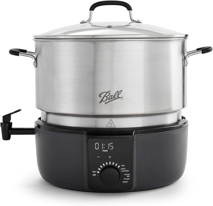 Ball EasyCanner Electric Water Bath Canner, 21-Quart Capacity, Automated Heating, Multicooker & Steamer Functionality