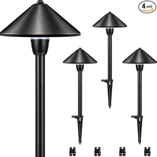 SUNVIE LED Low Voltage Pathway Lights 3W 3000K Pathway Lighting 12-24V Low Voltage Landscape Lights IP65 Waterproof Aluminum Landscape Path Lights for Yard Garden Walkway ETL Listed Cord, 4 Pack