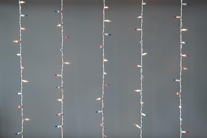 Brite Star 100 Lt String to String Lights, Red/Clear/Blue, White Wire (Set of 2)