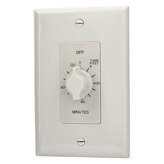 NSI TORK A502HW Spring-Wound In-Wall Twist Timer, 2-Hour Length and White Faceplate, 12 AWG / 125-277V, for Automatic Shutoff of Fans and Lights, White