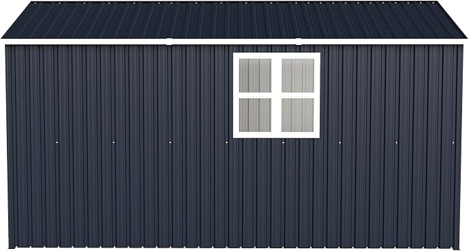 YOPTO 8x12 FT Outdoor Storage Shed, Metal Garden Shed with Window, Lockable Door & Sloped Roof, Large Waterproof Utility Tool Shed for Backyard, Garden, Patio, Lawn, Dark Gray