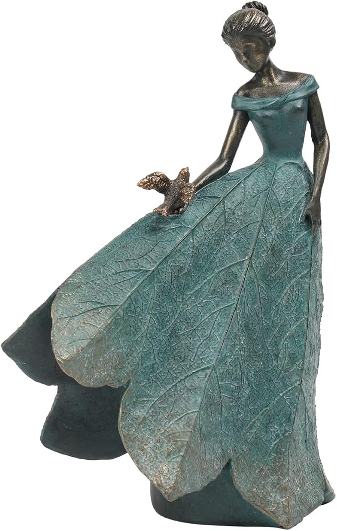 Guichifun Fairy Statue Collection Home Decoration - Leaf Angel Girls Resin Gardening Gifts for Women Statues for Garden Fairy Indoor or Outdoor Yard Figurines 5.5 x 3.25 x 8 Inch