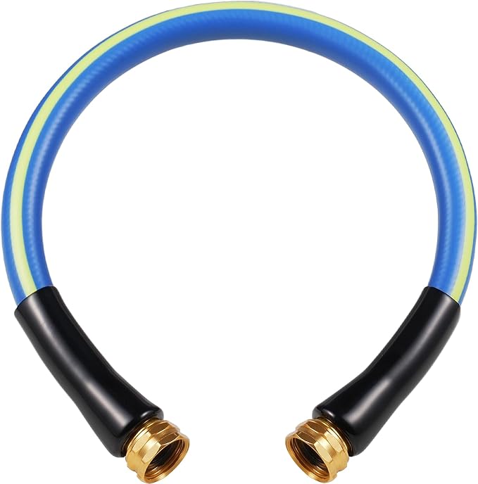 SheeChung Short Garden Hose 2FT x 5/8",Leader Hose for Hose Reel Faucet,Short Water Hose Heavy Duty,Flexible RV Rubber Hose with Female to Female Fittings,Hose Extension,3/4"Brass Fittings