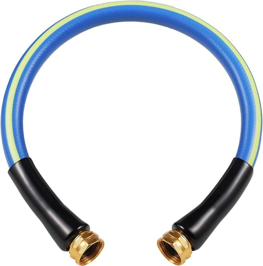 SheeChung Short Garden Hose 2FT x 5/8",Leader Hose for Hose Reel Faucet,Short Water Hose Heavy Duty,Flexible RV Rubber Hose with Female to Female Fittings,Hose Extension,3/4"Brass Fittings