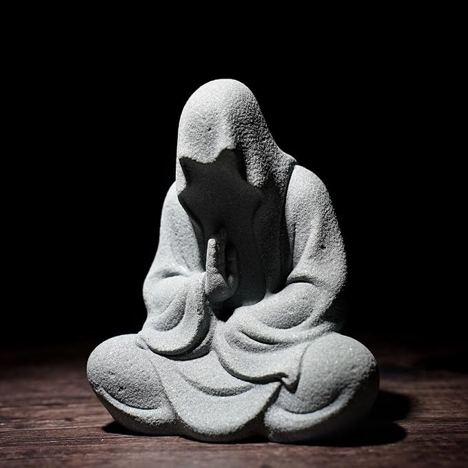 livelyfish Aquarium Buddah Statue Sandstone Zen Buddha Sculptures for Garden Fish Tank Home Decorations (2)