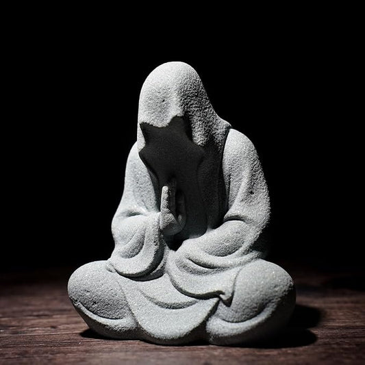 livelyfish Aquarium Buddah Statue Sandstone Zen Buddha Sculptures for Garden Fish Tank Home Decorations (2)
