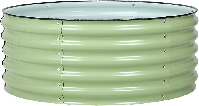 Aoodor 17" Tall 42" Metal Raised Garden Bed, Outdoor Planter Box and Raised Garden Kit for Vegetables, Flowers, Tomatoes Carrots and Herbs, Olive Green
