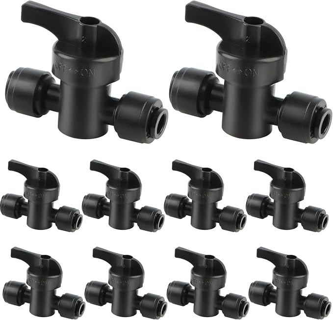 Kalolary 10 Pack Quick Connect Drip Irrigation Valves, 1/4" Drip Irrigation Shut Off Valve Barbed Switch Valves Drip Line Parts for 1/4 Inch Drip Irrigation Tubing Garden Lawn Irrigation System