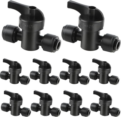 Kalolary 10 Pack Quick Connect Drip Irrigation Valves, 1/4" Drip Irrigation Shut Off Valve Barbed Switch Valves Drip Line Parts for 1/4 Inch Drip Irrigation Tubing Garden Lawn Irrigation System
