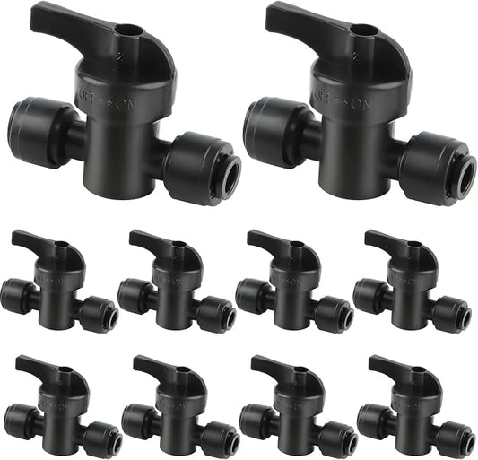 Kalolary 10 Pack Quick Connect Drip Irrigation Valves, 1/4" Drip Irrigation Shut Off Valve Barbed Switch Valves Drip Line Parts for 1/4 Inch Drip Irrigation Tubing Garden Lawn Irrigation System