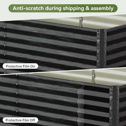 COMHOMA 2 Pack Galvanized Raised Garden Bed,6x3x2ft Large Metal Planter Box for Outdoor Vegetables,Corrugated Steel Herbed Plants Container,Extra Deep Gardeners Kits with Open Bottom
