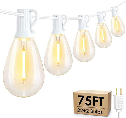 Larkvue 75FT LED Outdoor String Lights S11 Dimmable Patio Light, with 22+2 Waterproof Shatterproof Edison 2700K Bulbs for Porch Garden Wedding, White
