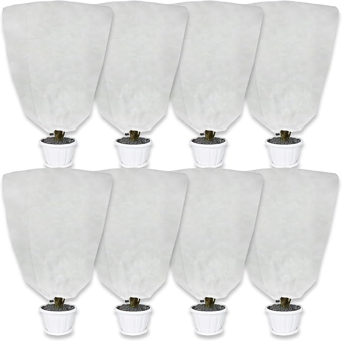 8 Pack Plant Covers Freeze Protection for Winter, 47.2"×31.5" Frost Cloths for Outdoor Plants Cold Weather Blankets with Drawstrings