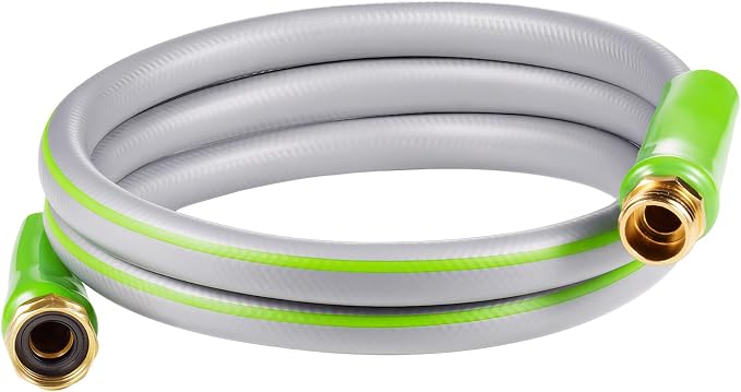 SheeChung Short Garden Hose 6ft x 5/8",Leader Hose for Hose Reel Faucet,Short RV Water Hose Heavy Duty,Lightweight Rubber Small Hose,Hose Extension,3/4"Brass Fittings,Male to Female Hose