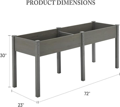 DUMOS Raised Garden Bed 72x23x30 Inch, Outdoor Planter Box with Legs, Elevated Wood Garden Bed with Liner for Herbs Flowers Vegetables, Wooden Planter Box for Patio, Balcony, Backyard, Grey