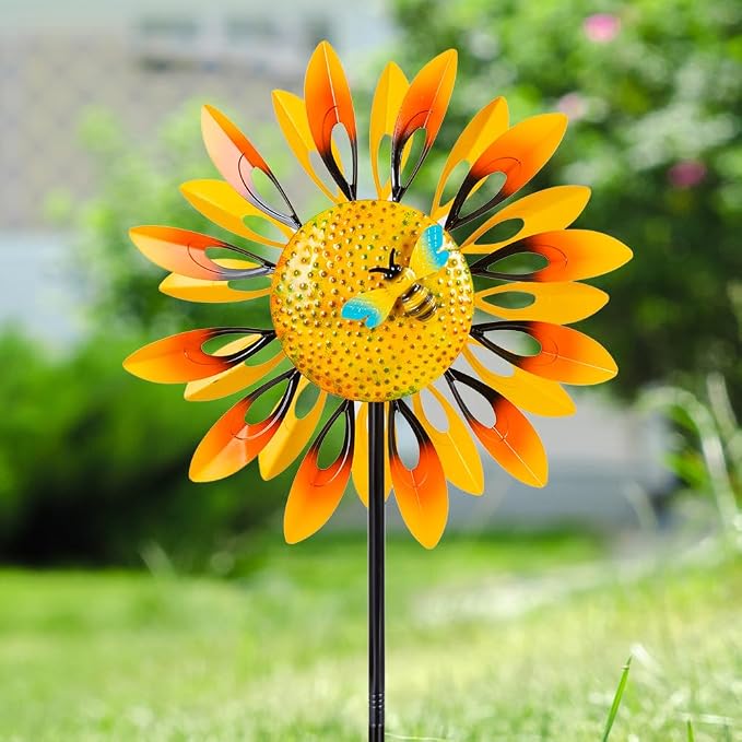Stargarden Sunflower Wind Spinners, Large Metal Wind Sculptures | Windmill ,Yard Art,Sunflower Decor, for Yard and Garden