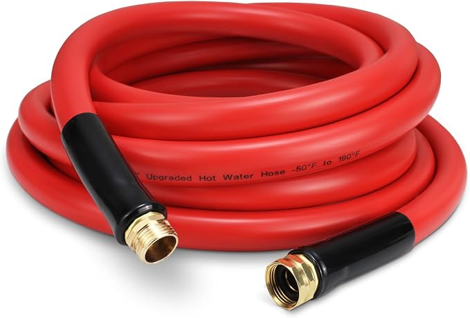 Garden Hose 20ft x 3/4” Hot Water Hose, Heavy Duty -50°F to 190°F,Burst 600Psi Flexible Upgraded Rubber Hoses,3/4” Solid Fittings for All-weather Outdoor Lawn & Garden