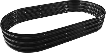 YSEJOMP 12" Tall Oval-Shaped/Elliptic Metal Raised Garden Bed Outdoor Black | 72X36X12 Inch,1 FT Tall,0.8MM Thick Galvanized Metal Painted,for Variety of Flowers,Herbs,Vegetables.with Gloves,Tool free