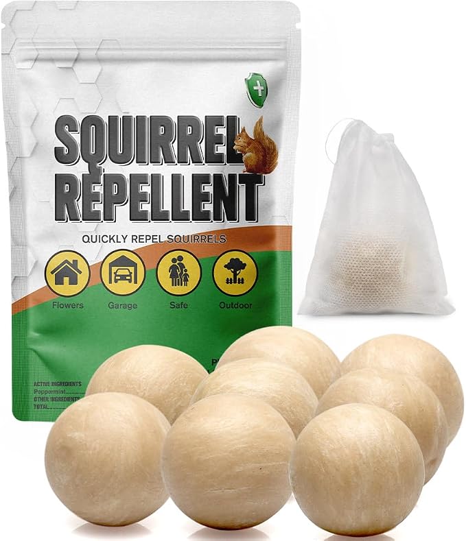 Squirrel Repellent Outdoor, Chipmunk Repellent Outdoor, Squirrel Repellent for Garden, Chipmunk and Squirrel Deterrent, Keep Squirrels & Chipmunks Away, Safe for Family&Pets- 8 Packs