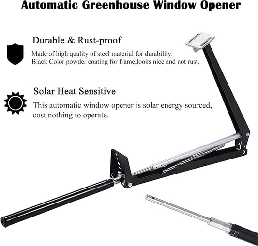 Automatic Window Opener for Greenhouse Solar Sensitive Auto Greenhouse Vent Opener Gardening Tools Automatic Greenhouses Supplies (Single Spring Opener Up to 15lbs)