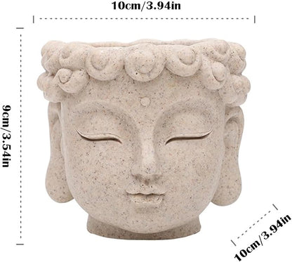 Buddha Head Planter, Unique Face Plant Pot with Drainage Hole, Small Resin Flower Succulents Pot for Indoor Outdoor Plants, Home Garden Decor (01#)