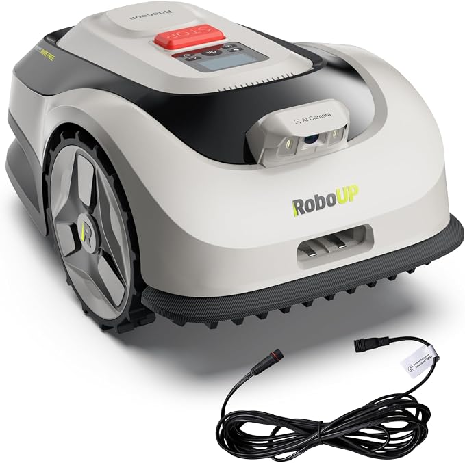 Raccoon 2 SE Robot Mower with 5M/16.5ft Charging Station Extension Cable, Auto Mapping Robotic Lawnmower for 0.15 Acre with APP Control, Vision Navigation, Ideal Robot Mower for Small Lawns
