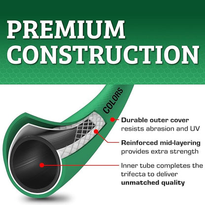 Flexzilla Colors Garden Hose 5/8 in. x 100 ft., Lightweight All-Weather Water Hose, Durable and Flexible, Leak-Free Connections, Forest Green