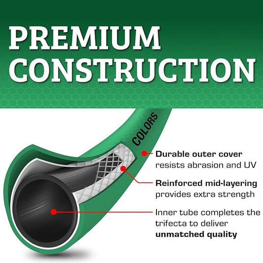 Flexzilla Colors Garden Hose 5/8 in. x 100 ft., Lightweight All-Weather Water Hose, Durable and Flexible, Leak-Free Connections, Forest Green