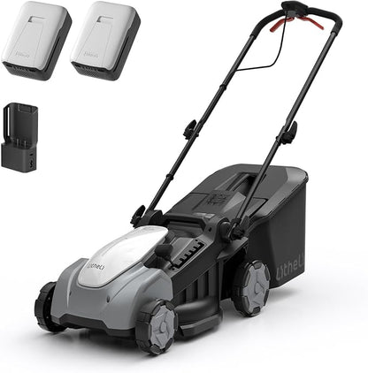 Litheli Electric Lawn Mower Cordless,Grass Cutter Machine for 3200 Sq. Ft, Lawnmower with Brushless Motor, 16.5 in Cutting Width, Cutting Height 1-2.5 in, 2 x 5.0 Ah Batteries & Charger