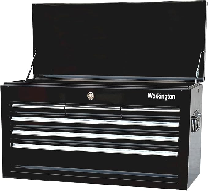Workington Portable Metal Tool Chest with 6 Drawers, 24" 6-Drawer Tool Chest Cabinet with Ball Bearing Drawer Slides, Steel Tool Storage Box Organizer 4005 Black