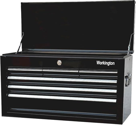 Workington Portable Metal Tool Chest with 6 Drawers, 24" 6-Drawer Tool Chest Cabinet with Ball Bearing Drawer Slides, Steel Tool Storage Box Organizer 4005 Black