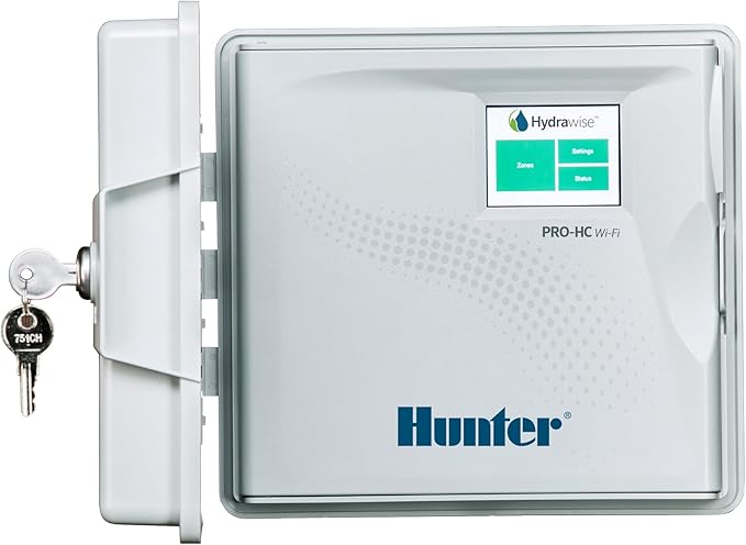 Hunter PRO-HC WiFi Sprinkler Controller, 12-Zone Smart Irrigation Timer | Indoor/Outdoor 12-station smart irrigation controller with Hydrawise app control, touchscreen, and weather-based scheduling