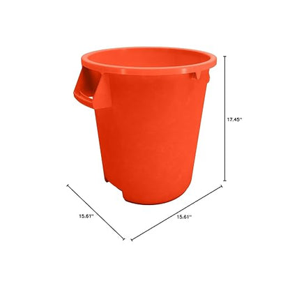 SPARTA Bronco Waste Container Trash Container, Round Trash Bin for Disposal, 10 Gallons, Orange
