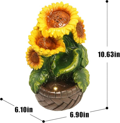 Tabletop Water Fountain Indoor Themed Sunflower Fountain Indoor Table Top Waterfall Desk Decor for Home Meditation Relaxation(Sun)