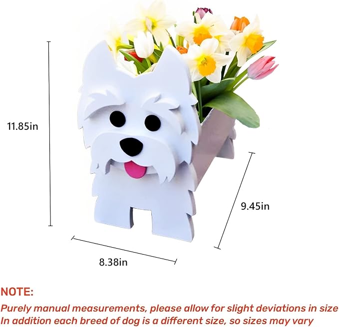West Highland Dog Planter Pots, 9.45 x 8.38 x 11.85 Inches | Dog Flower Pot, Cute Animal Shaped Plant Pot, Gifts for Women & Pet Lovers, Indoor Outdoor Garden Home Office Decor