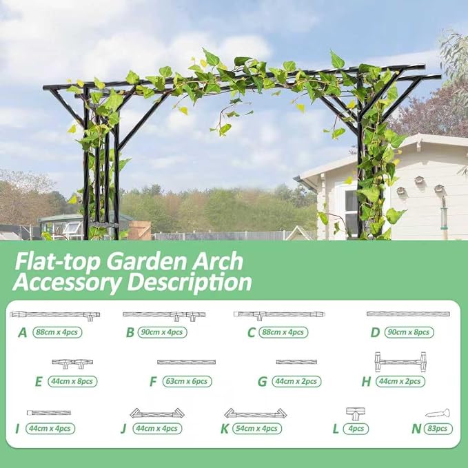 Supersize Flattop Garden Arch - 141" L x 106" H Garden Arch Trellis for Climbing Plants Outdoor (Leg spacing 106")