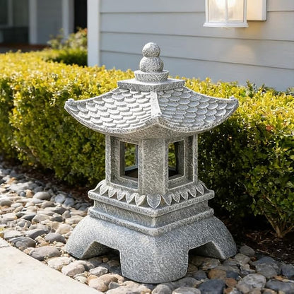 12" Tall Japanese Pagoda Garden Statue - Zen Buddha Outdoor/Indoor Resin Sculpture with Sturdy Base, Asian Zen Temple Decor for Patio, Yard, Balcony, Tabletop