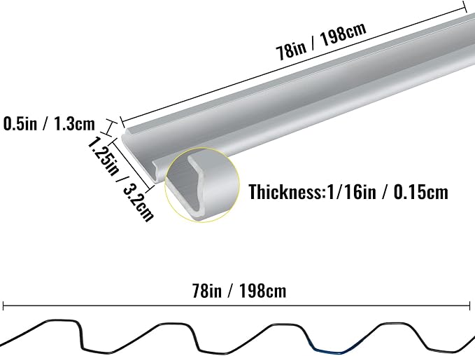 VEVOR Greenhouse Spring Wire and Lock Channel 20 Packs, 6.56 ft PE Coated Aluminum Alloy Bundle Kit, Plastic Poly Film or Shade Cloth Attachment w/Screws, Silver