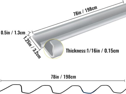VEVOR Greenhouse Spring Wire and Lock Channel 30 Packs, 6.56 ft PE Coated Aluminum Alloy Bundle Kit, Plastic Poly Film or Shade Cloth Attachment w/Screws, Silver