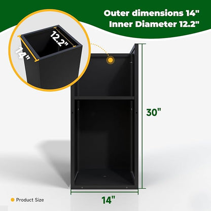 Metal Planter Box for Outdoor Planter Tall Metal Outdoor Planters Box 14"x14"x30" Steel Spliced Planter with Removable Insert Sherf for Outside,Indoor,Garden (Black, 14 * 14 * 30)