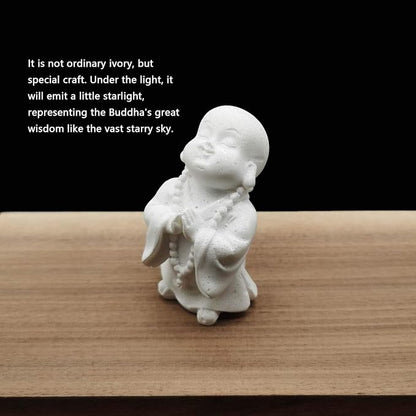 Carefree Fish Buddha Statue Minimalist Sandstone Buda Ornament Monk Figurine Zen Decor Bring Home a Ray of Sunshine 9Inch