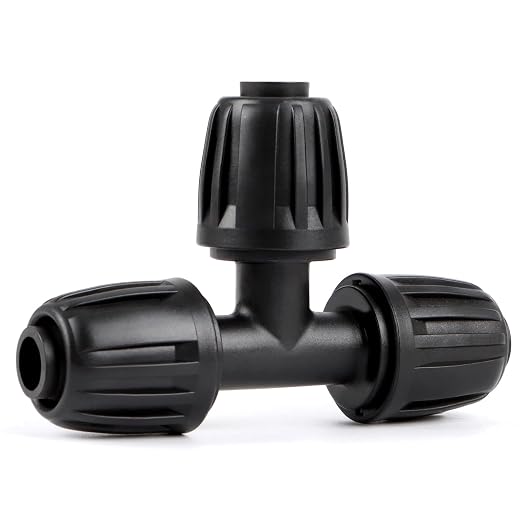 RedChili 14 Pcs 1/2 Inch Irrigation Tubing Tee Fittings, (1/2" ID x0.6-0.65" OD) 16mm Drip Tubing Barbed Locked Nuts Connectors Anti-Drop 1/2" T Parts for Garden Lawn Irrigation System