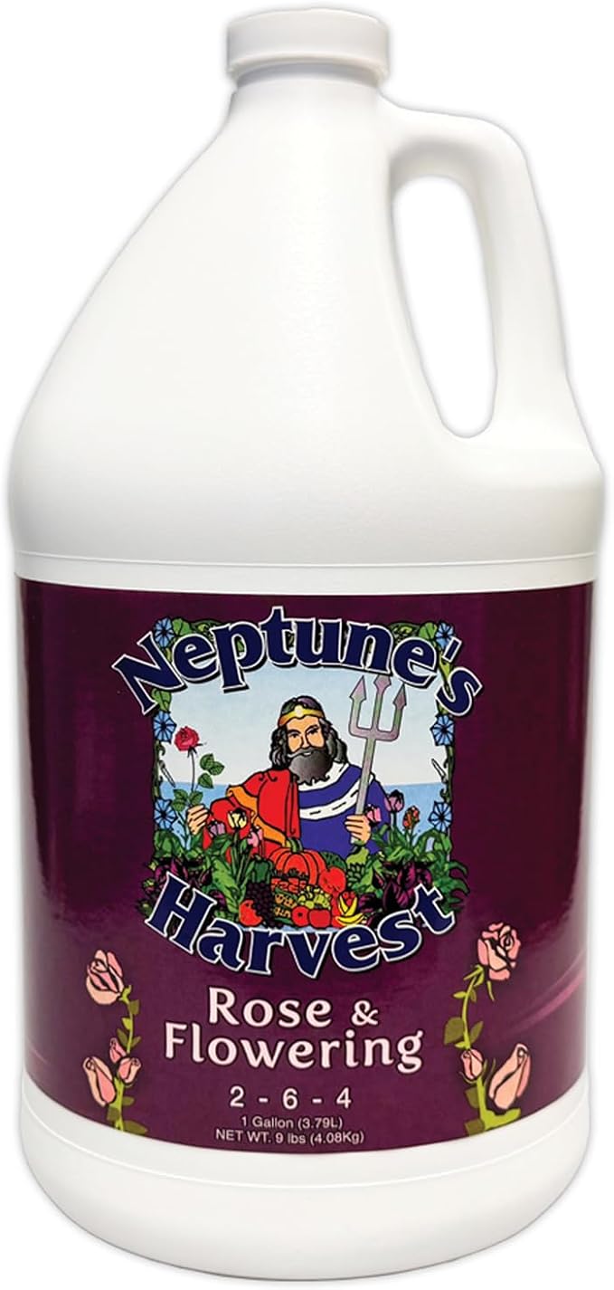 Neptune's Harvest Rose & Flowering Fertilizer (2-6-4) - 1 Gallon - Organic Liquid Rose Food for Vibrant Blooms & Growth - Promotes Healthy Foliage - Ideal Fertilizer for Indoor & Outdoor Use