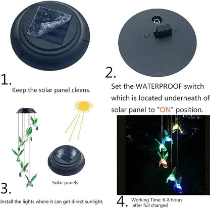 Hummingbird Solar Chimes,Unique Birthday Gifts for Women/Mom/Grandma,Best Idears Grardening