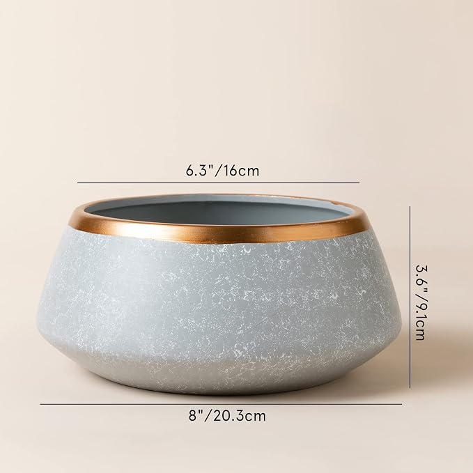LA JOLIE MUSE Large Succulent Planter Pots - Ceramic Indoor Outdoor Garden Pot with Drainage for Plant Flower, 8 Inch, Gray