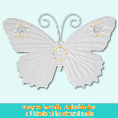 Junware 8 Pcs Metal Butterfly Wall Decor - 7.5" Outdoor Fence Wall Art, Hanging Decoration for Garden Yard Living Room Bedroom Patio Balcony (Butterfly-D)