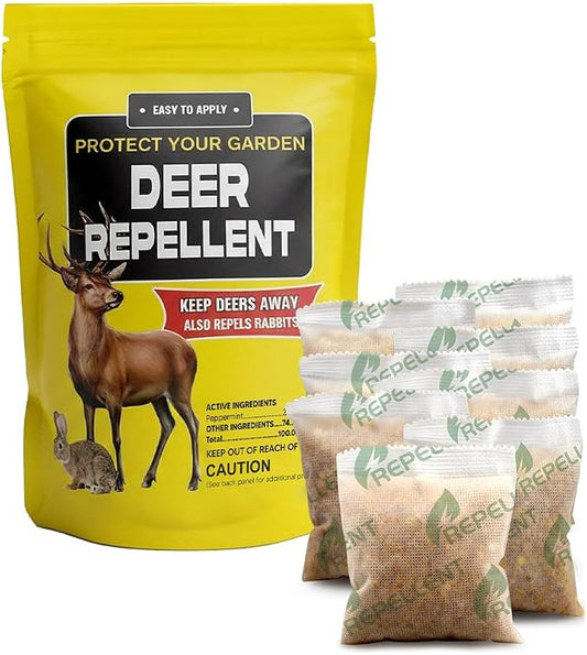 fcesiweg Deer Repellent Outdoor, Rabbit and Deer Repellent for Plants, Rabbit Repellent Outdoor, Bunny Repellent, Deer Away, Keep Deer & Rabbit Out of Yards, 90 Days Protection, 8 Packs