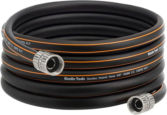 Giraffe Tools Garden Hose 5/8", Custom Length, Heavy Duty, No Kink, Flexible, Rubber Garden Hose, Leakproof Water Hose, 600 Burst PSI, 8ft Male to Female Hose
