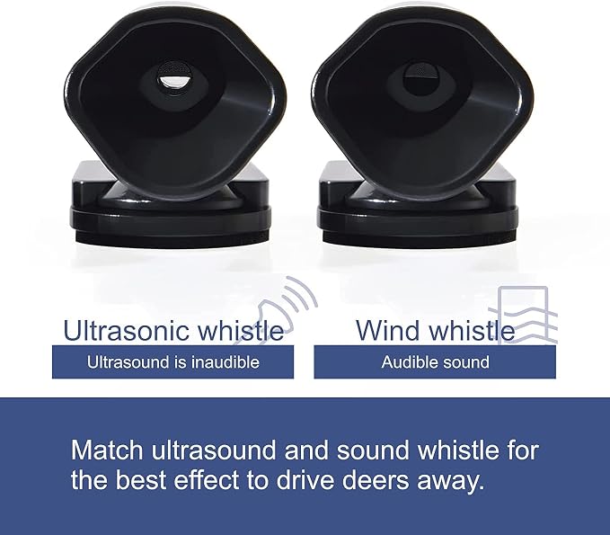 8Pcs Deer Whistles for Vehicles Wind Activated Black